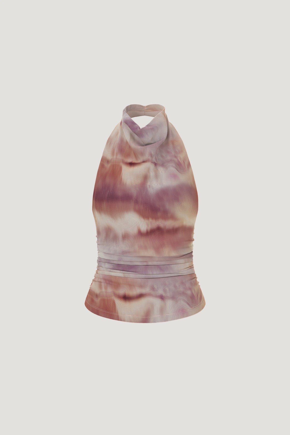 Dynamite Draped Mesh Halter Top Pink
