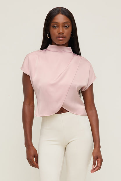 Dynamite Ella Layered Satin Blouse Pink