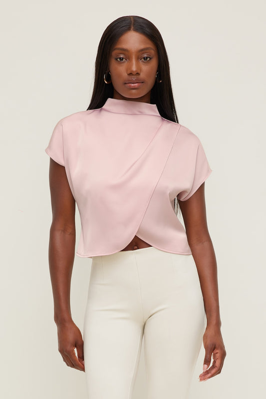 Dynamite Ella Layered Satin Blouse Pink