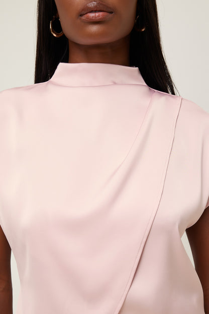 Dynamite Ella Layered Satin Blouse Pink