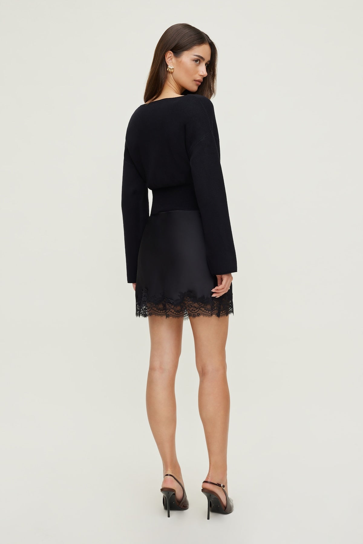 Dynamite Cinched Boat Neck Sweater Black