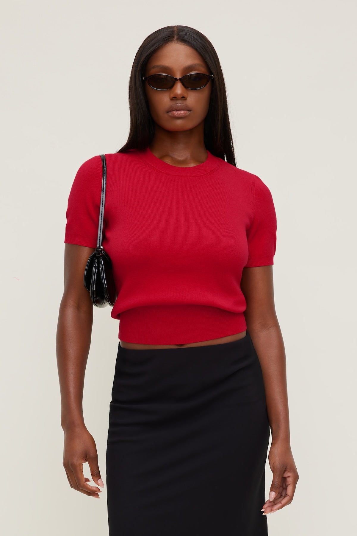 Dynamite Clara Short Sleeve Sweater Red