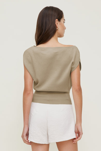 Dynamite Aria Boat Neck Sweater  Beige