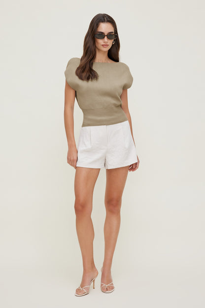 Dynamite Aria Boat Neck Sweater  Beige