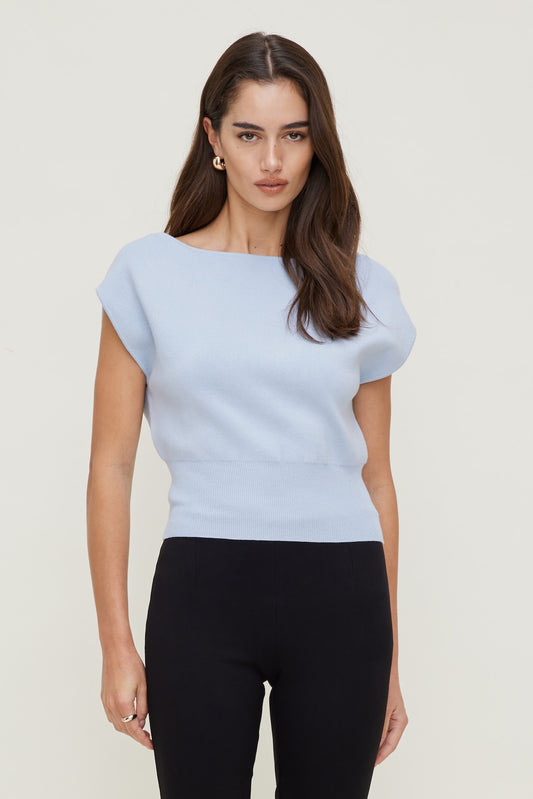 Dynamite Aria Boat Neck Sweater  Blue
