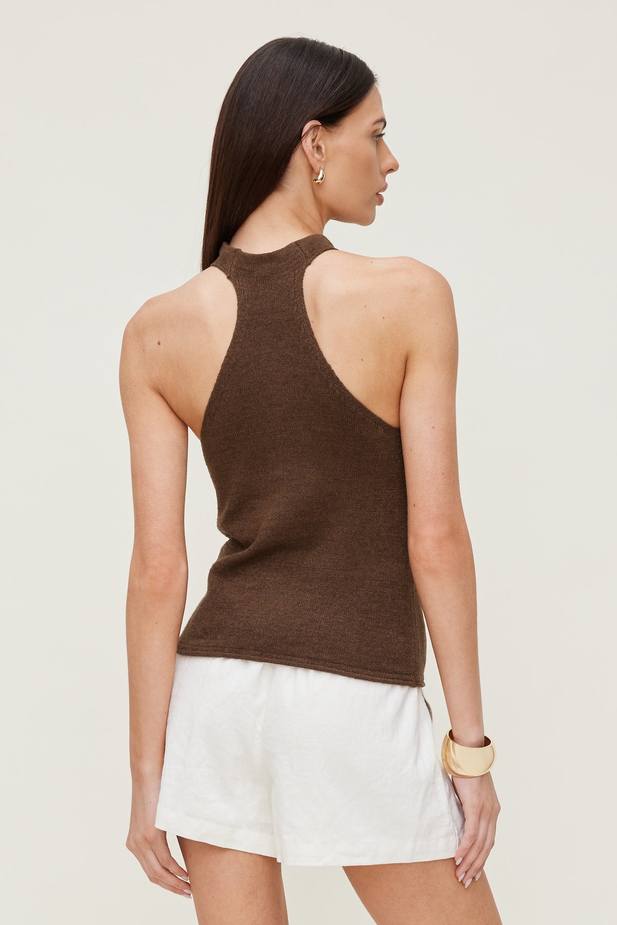 Dynamite Mock Neck Sweater Tank Top Brown