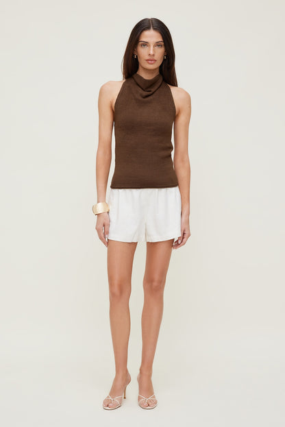 Dynamite Mock Neck Sweater Tank Top Brown