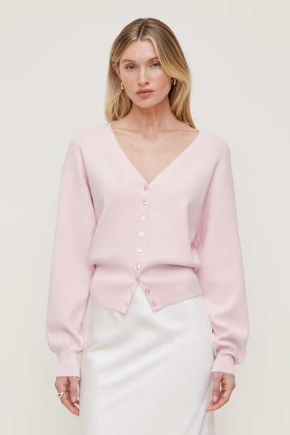 Dynamite V Neck Cardigan Pink