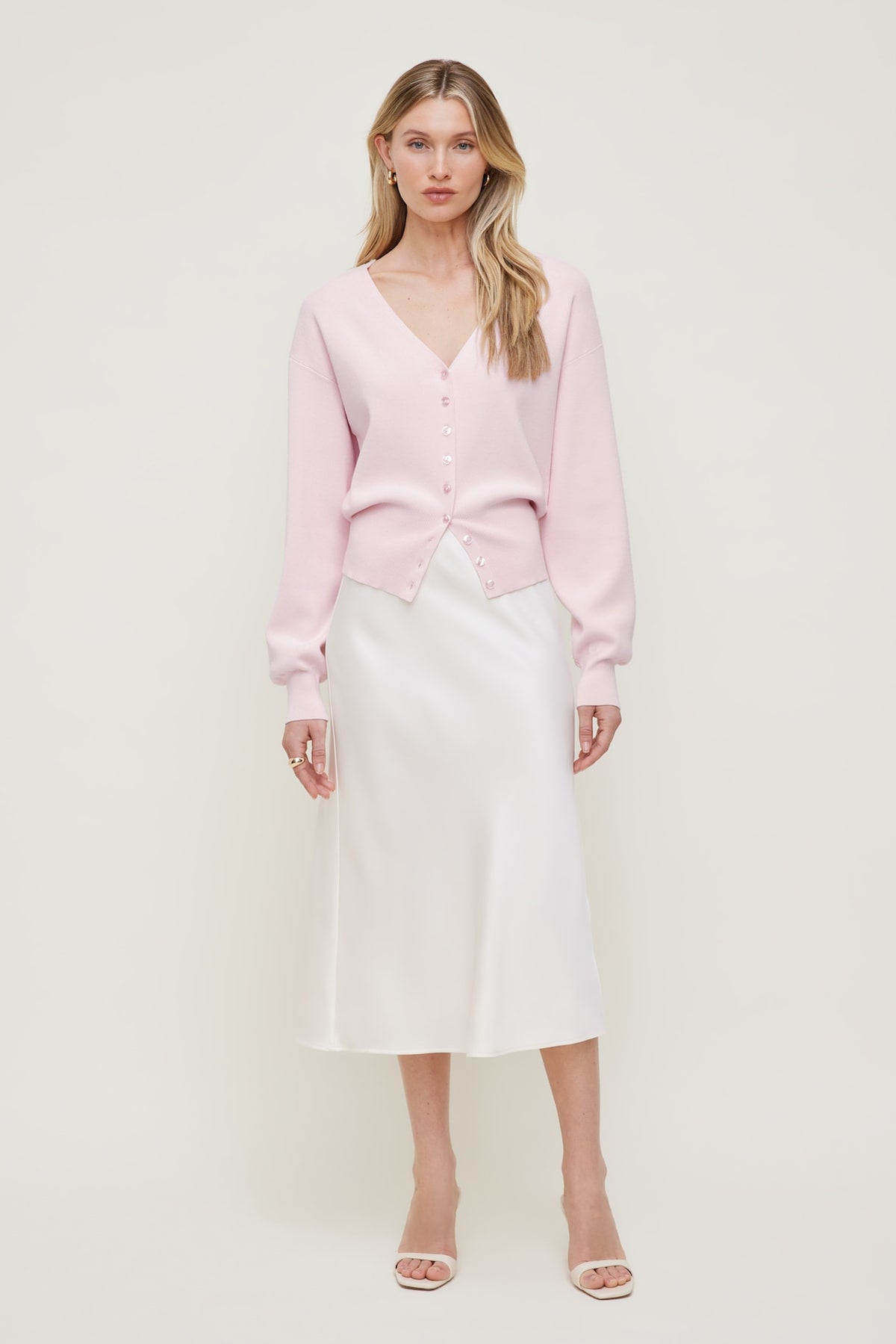 Dynamite V Neck Cardigan Pink