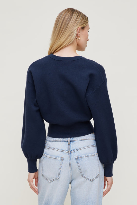 Dynamite Balloon Sleeve Cardigan Blue