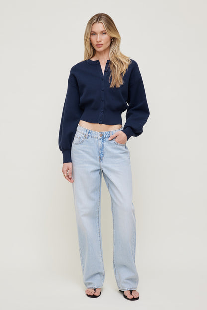 Dynamite Balloon Sleeve Cardigan Blue