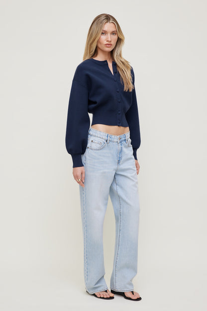 Dynamite Balloon Sleeve Cardigan Blue