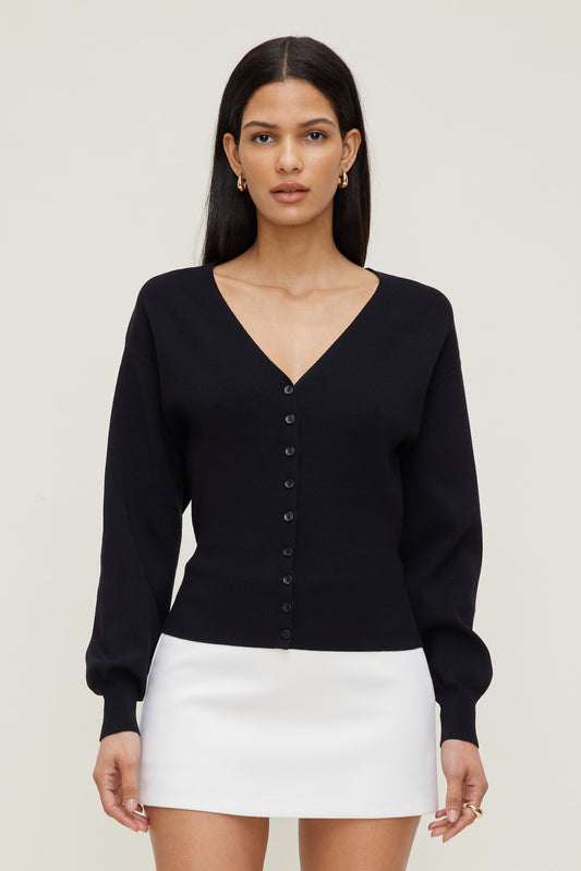 Dynamite V Neck Cardigan Black