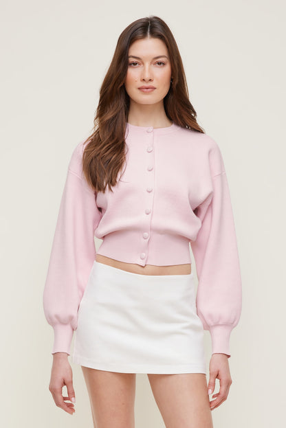 Dynamite Balloon Sleeve Cardigan Pink
