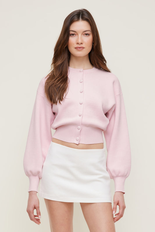 Dynamite Balloon Sleeve Cardigan Pink