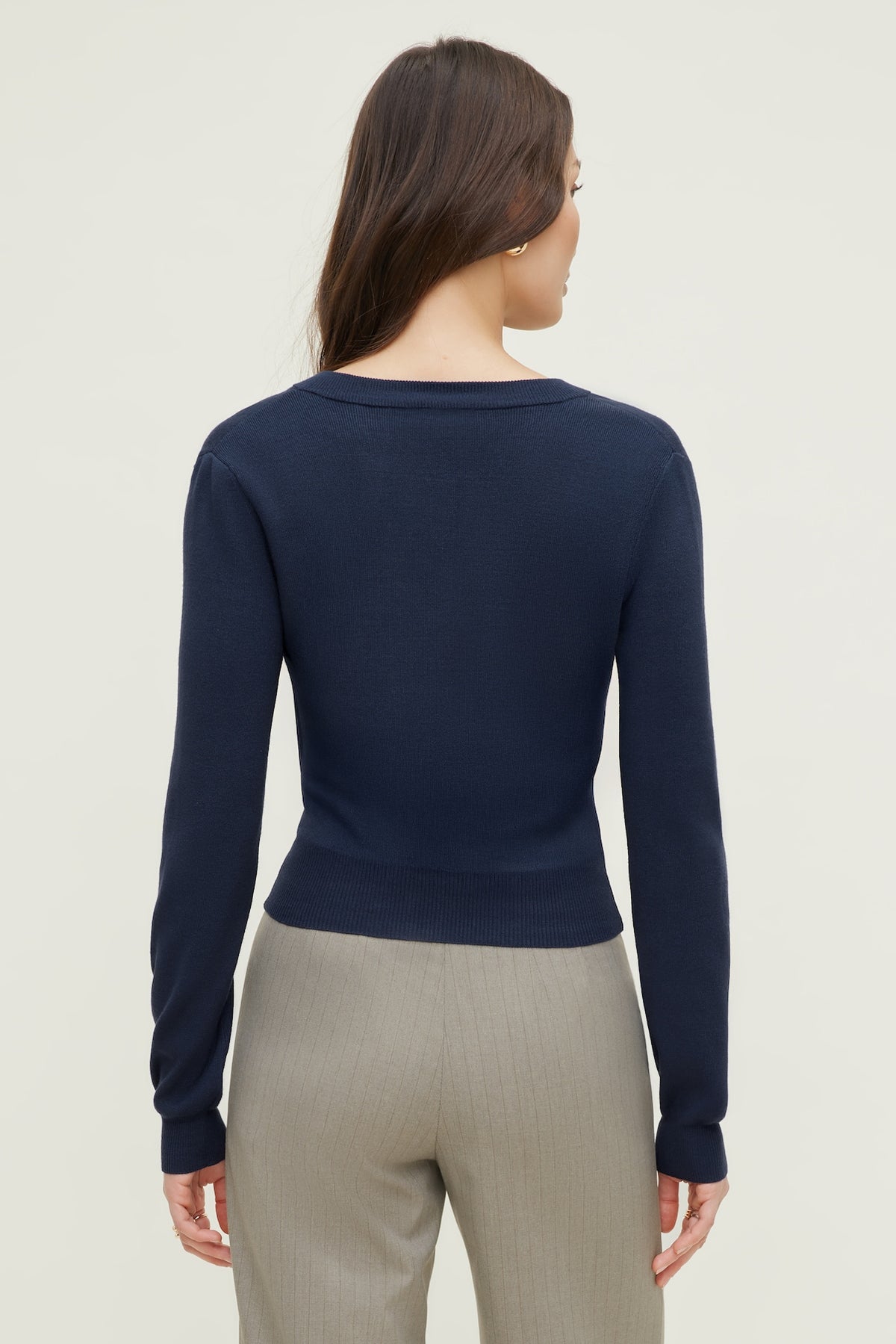 Dynamite Rebecca Crewneck Cardigan Blue