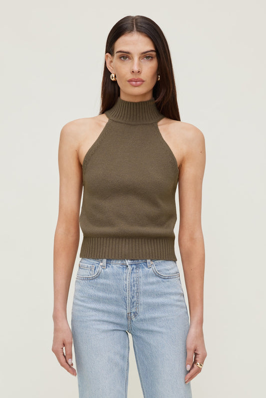Dynamite Turtleneck Sweater Tank Top Brown
