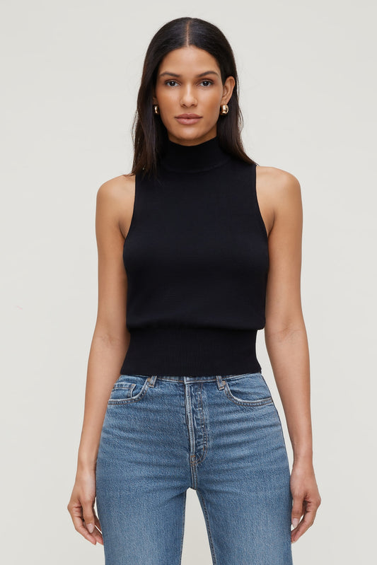 Dynamite Mock Neck Sweater Vest Black