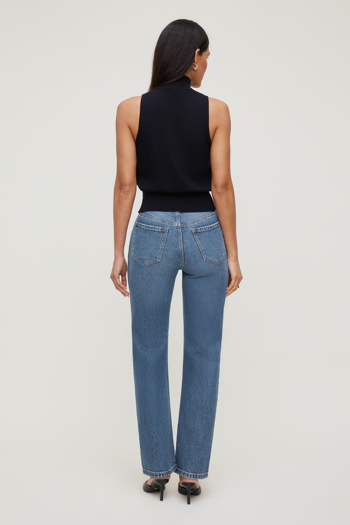 Dynamite Mock Neck Sweater Vest Black