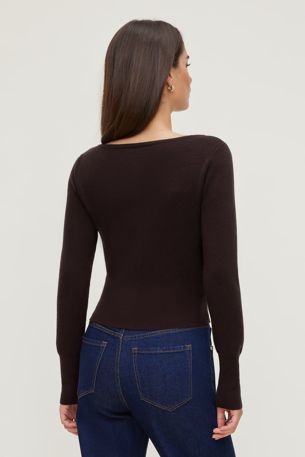 Dynamite Sara Ribbed Cinch Hem Cardigan Purple