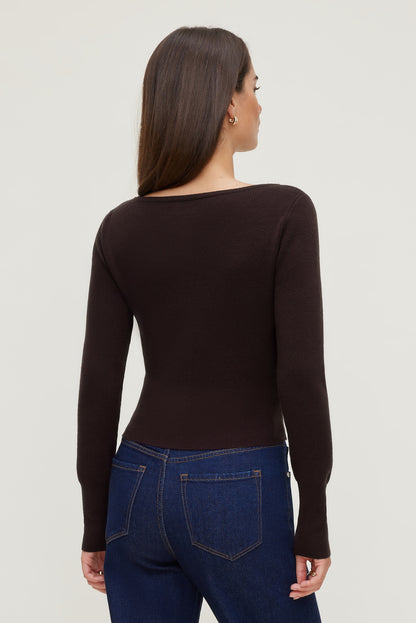 Dynamite Sara Ribbed Cinch Hem Cardigan Purple