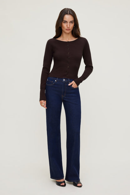 Dynamite Sara Ribbed Cinch Hem Cardigan Purple