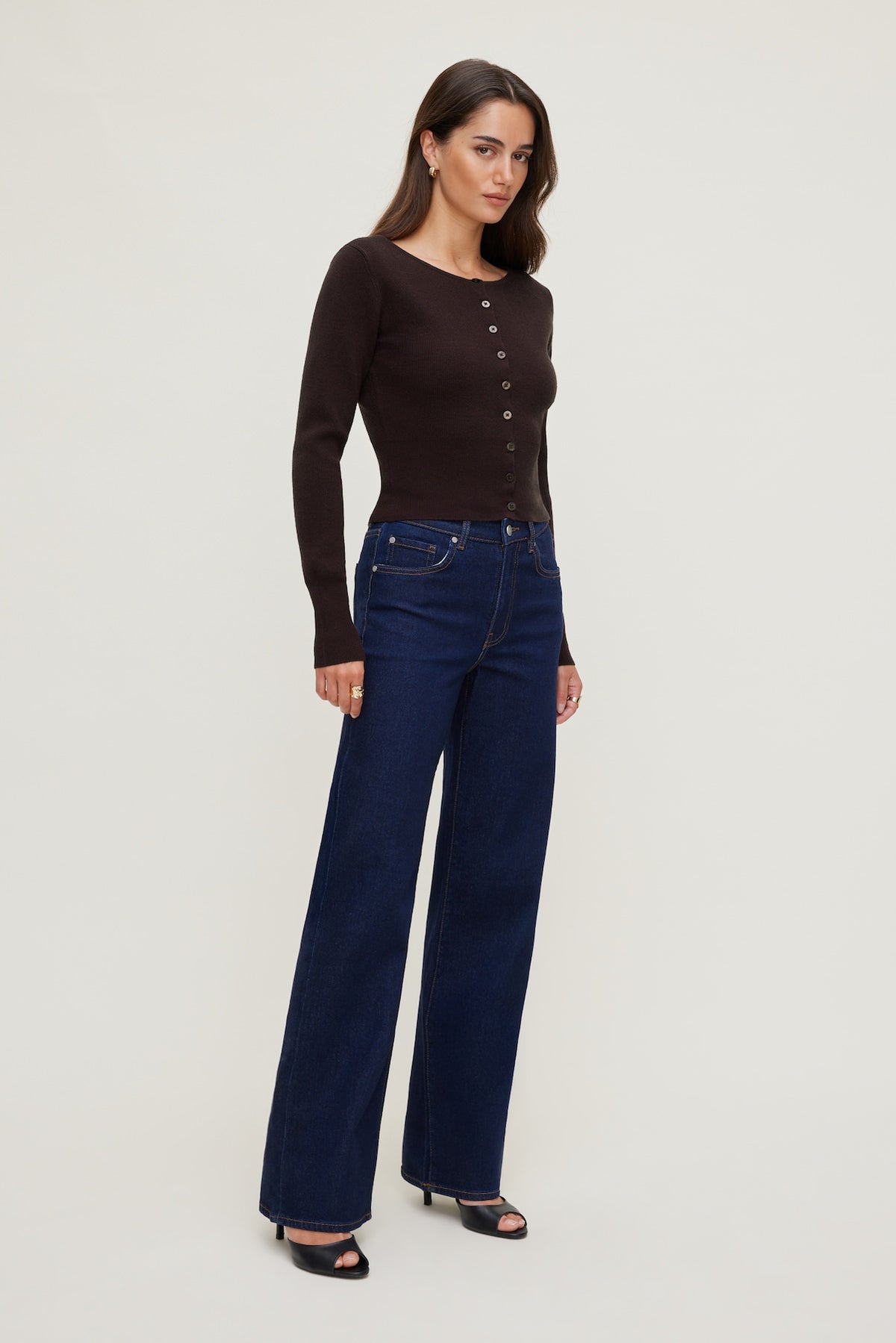 Dynamite Sara Ribbed Cinch Hem Cardigan Purple