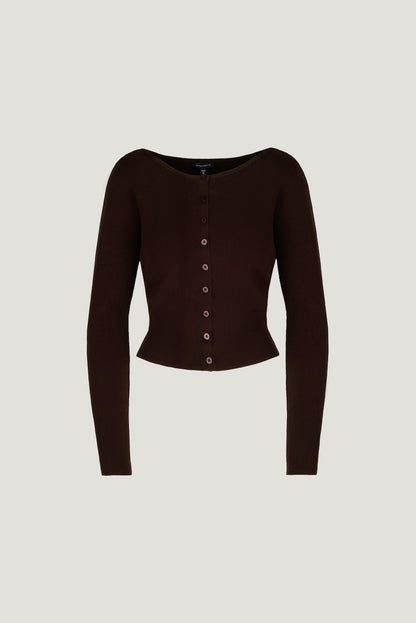 Dynamite Sara Ribbed Cinch Hem Cardigan Purple