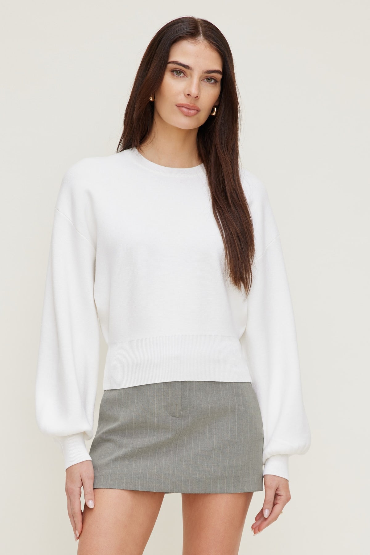Dynamite Bea Crewneck Sweater White