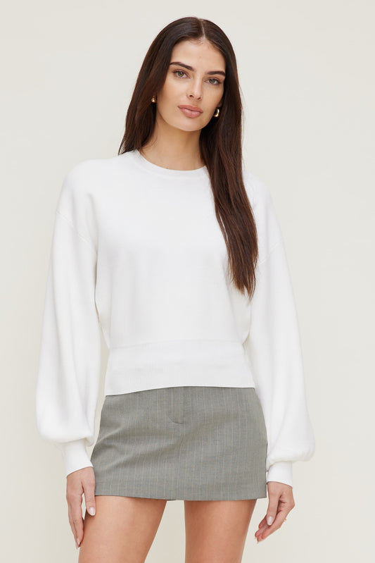 Dynamite Bea Crewneck Sweater White