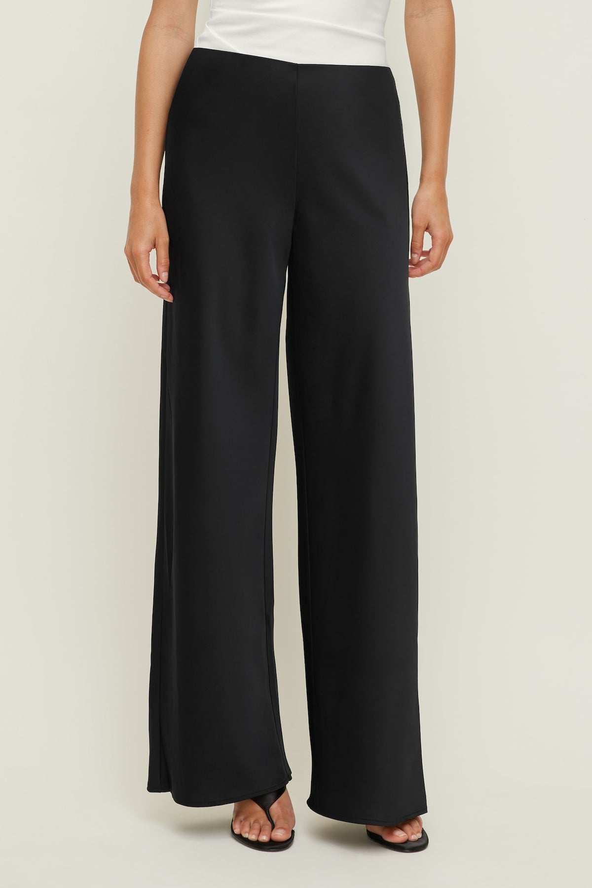 Dynamite Izzy Wide Leg Satin Pants BLACK