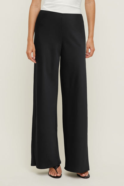 Dynamite Izzy Wide Leg Satin Pants BLACK