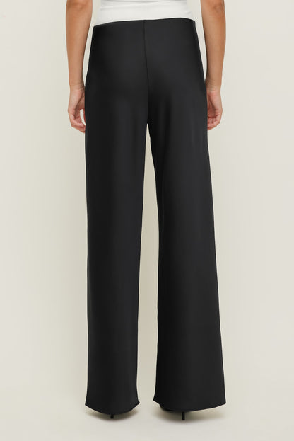 Dynamite Izzy Wide Leg Satin Pants BLACK