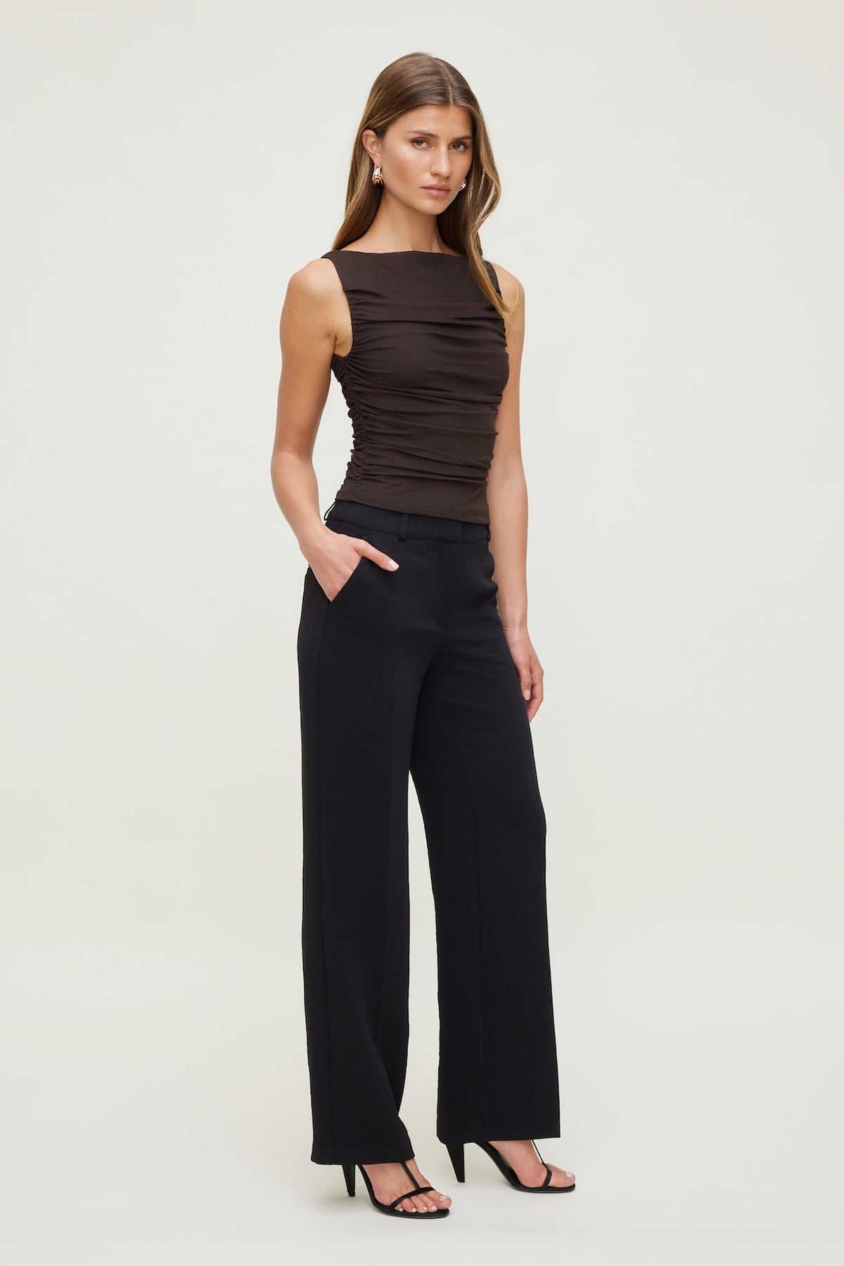 Dynamite Camelia Airflow Clean Straight Leg Pants Black