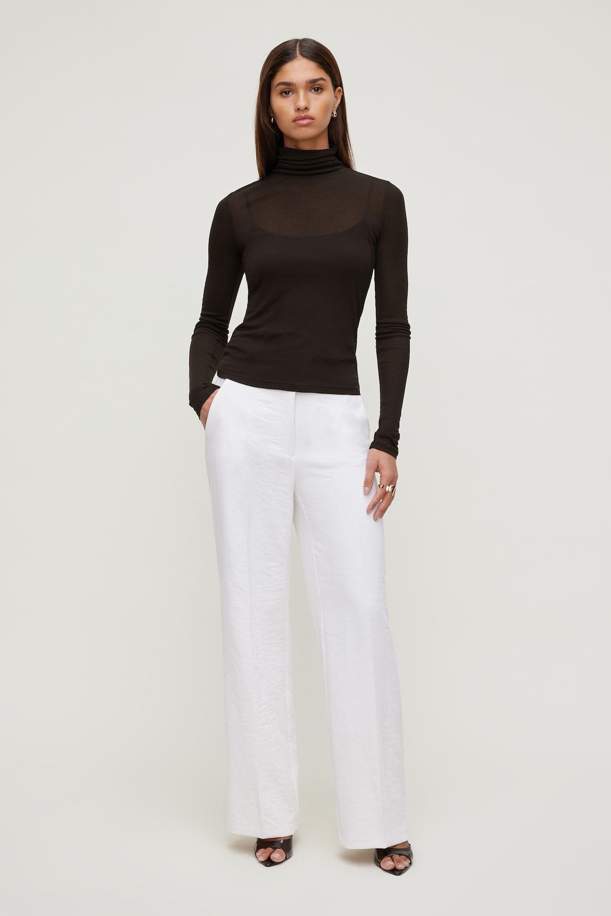 Dynamite Yasmin Airflow Straight Leg Pants White