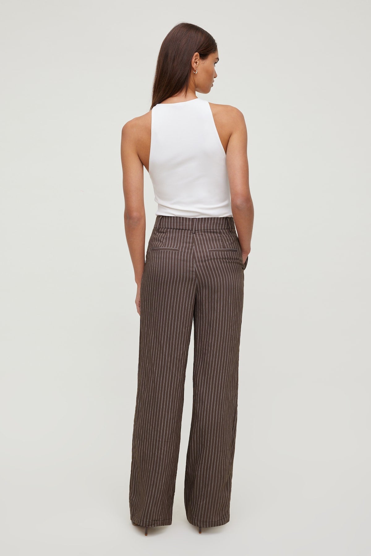 Dynamite Alex Striped Wide Leg Pants Brown
