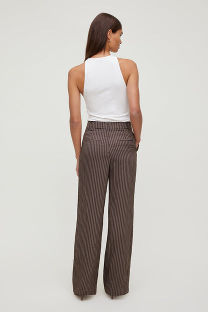 Dynamite Alex Striped Wide Leg Pants Brown