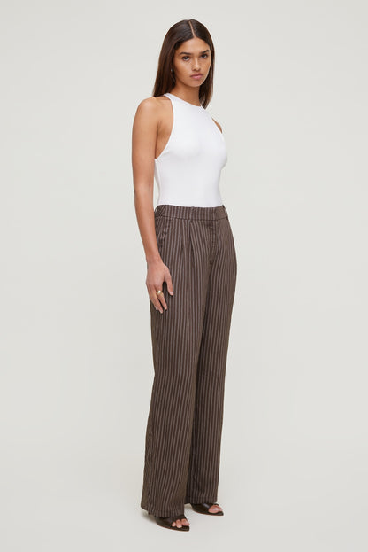 Dynamite Alex Striped Wide Leg Pants Brown