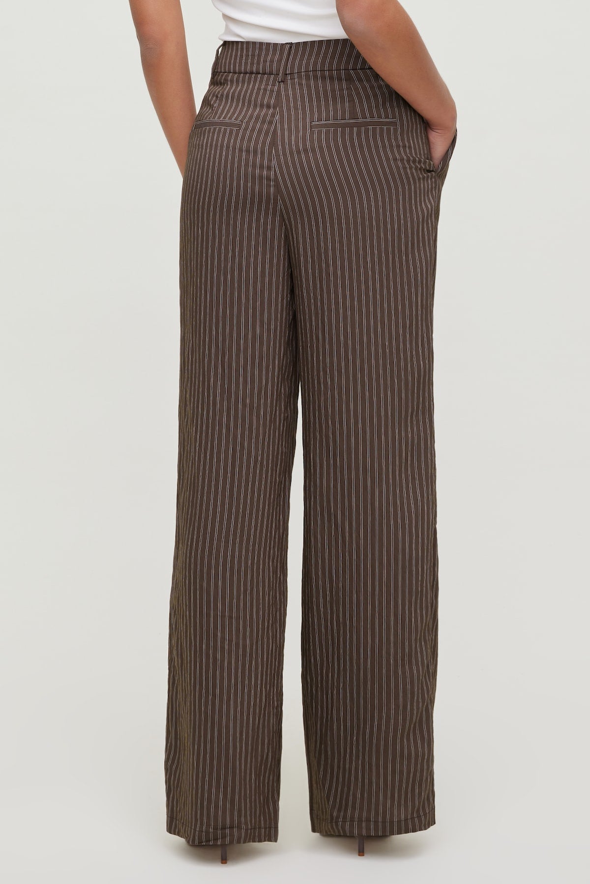 Dynamite Alex Striped Wide Leg Pants Brown