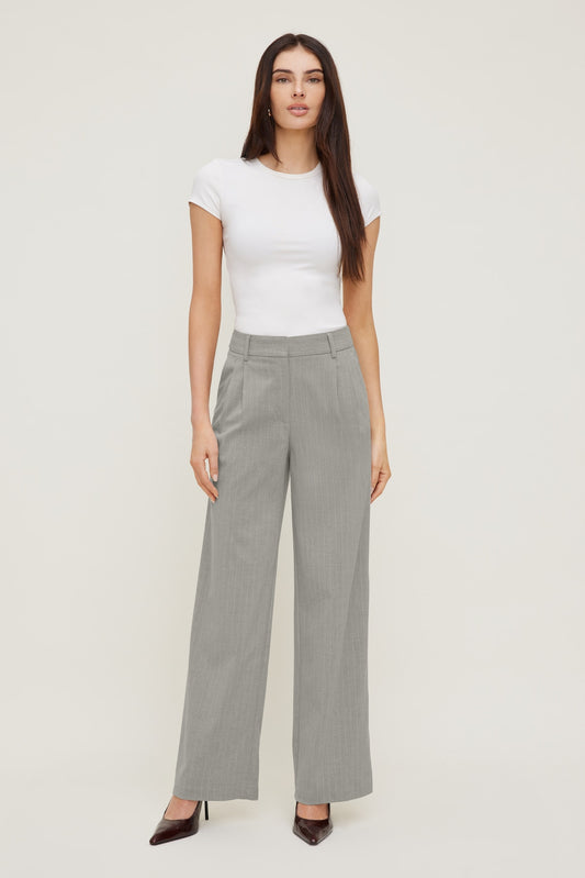 Dynamite Alex Pinstripe Wide Leg Pants Gray