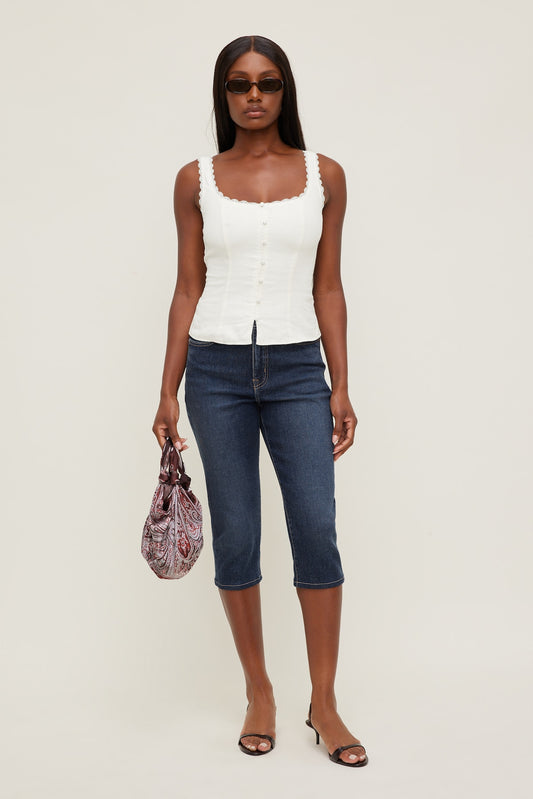Dynamite Stretch High Rise Slim Capri Jeans Blue