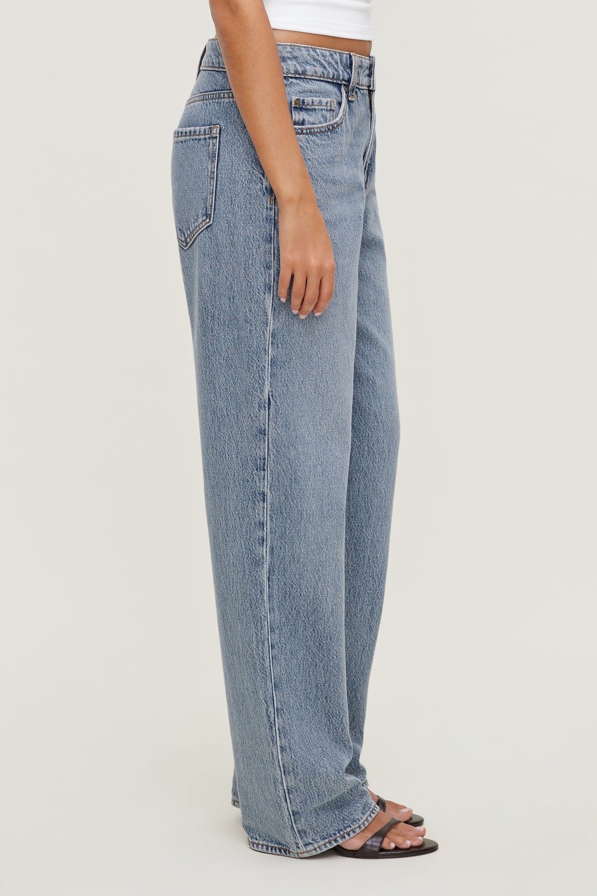 Dynamite Mika Mid Rise Relaxed Straight Leg Jeans Blue