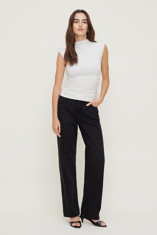 Dynamite Mika Mid Rise Relaxed Straight Leg Jeans Black