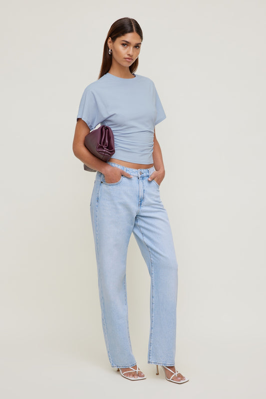 Dynamite Mika Mid Rise Relaxed Straight Leg Jeans Blue