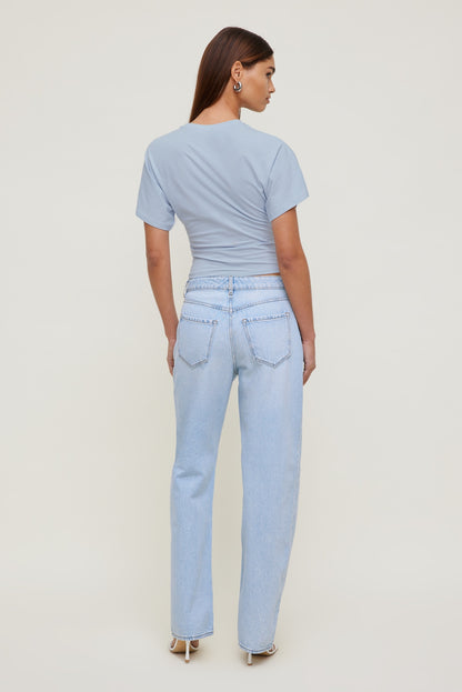 Dynamite Mika Mid Rise Relaxed Straight Leg Jeans Blue