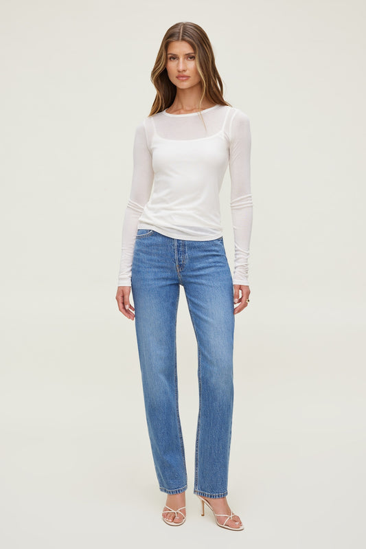 Dynamite Olivia High Rise Straight Leg Jeans Blue