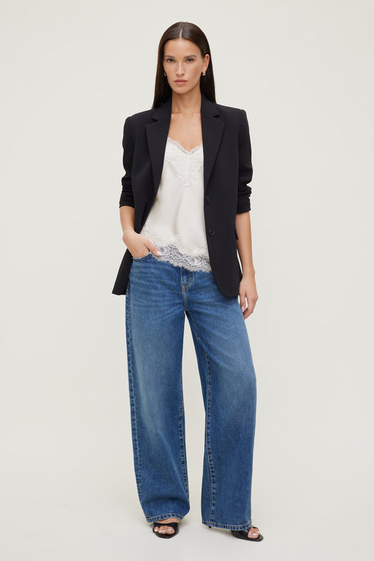 Dynamite Rowan Mid Rise Baggy Wide Leg Jeans Blue