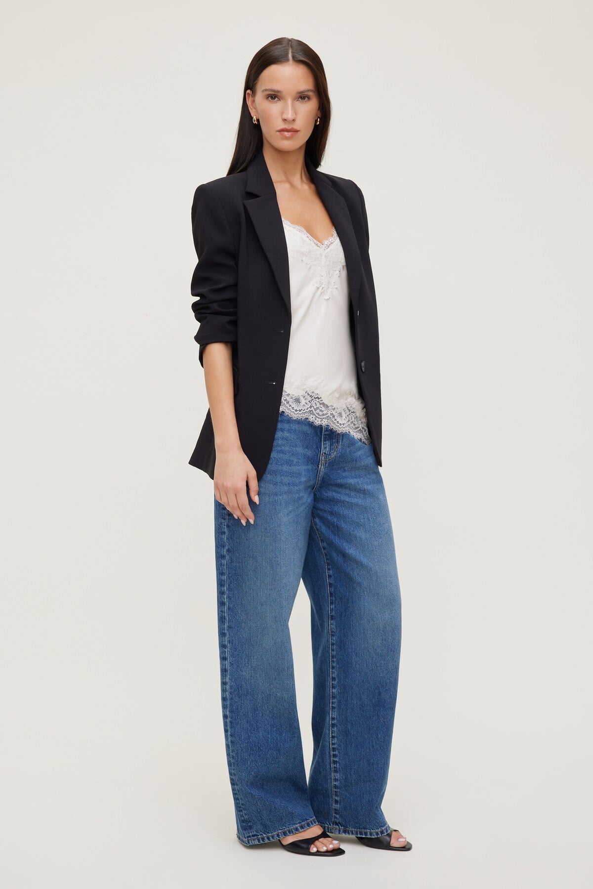 Dynamite Rowan Mid Rise Baggy Wide Leg Jeans Blue