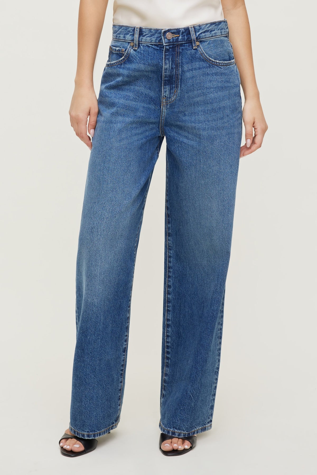 Dynamite Rowan Mid Rise Baggy Wide Leg Jeans Blue