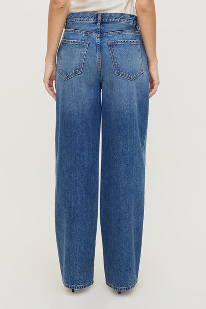 Dynamite Rowan Mid Rise Baggy Wide Leg Jeans Blue